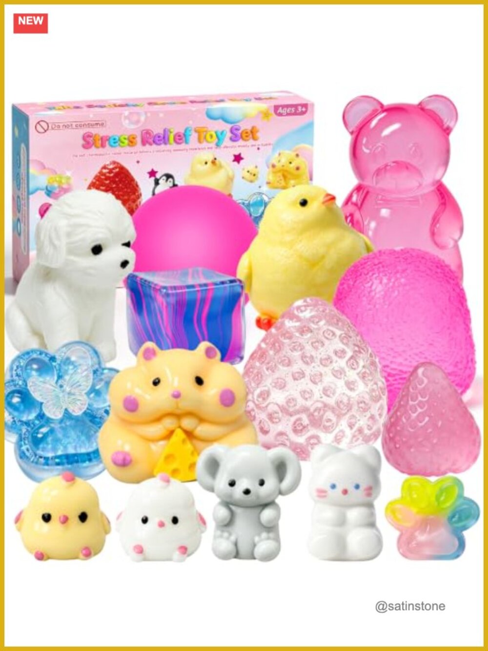 15 Piece Squishies Set Soft TPR Stress Relief Fidget Toys Slow Rising Kawaii